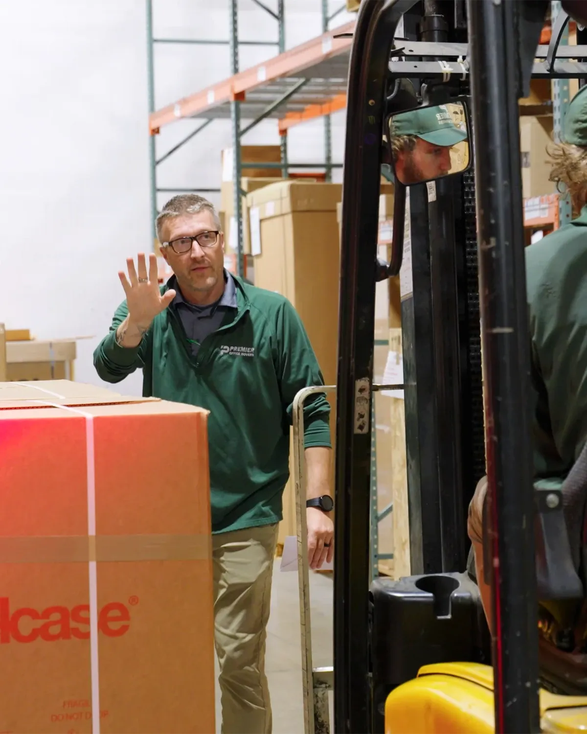 Moving Crates in Office Building